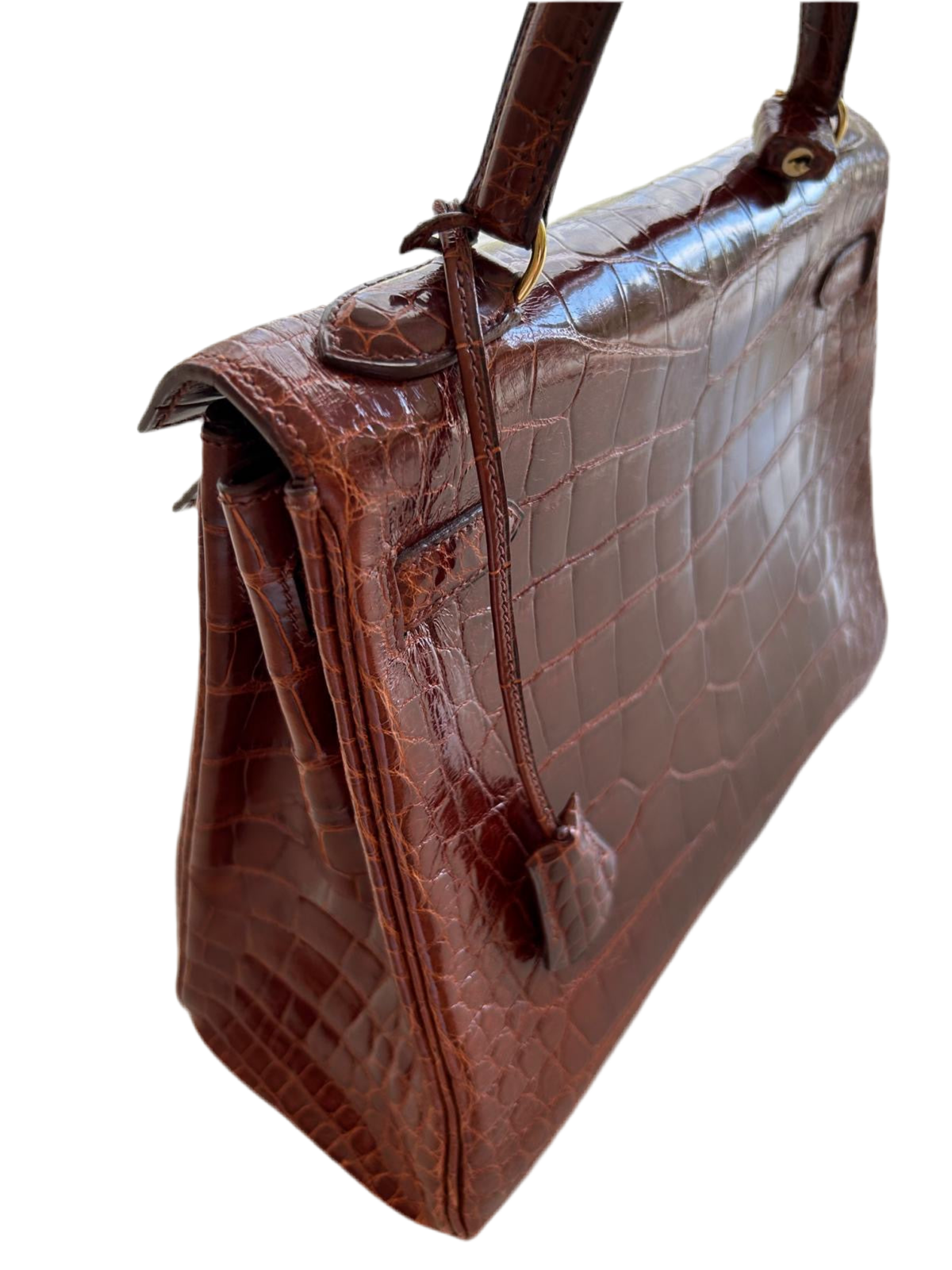 Hermès Kelly 32 – Krokodilleder Cognac mit Gold-Hardware