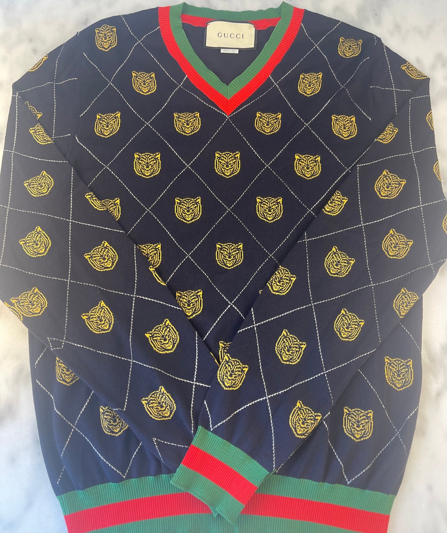 Gucci Tiger Argyle Sweater Herrenpullover