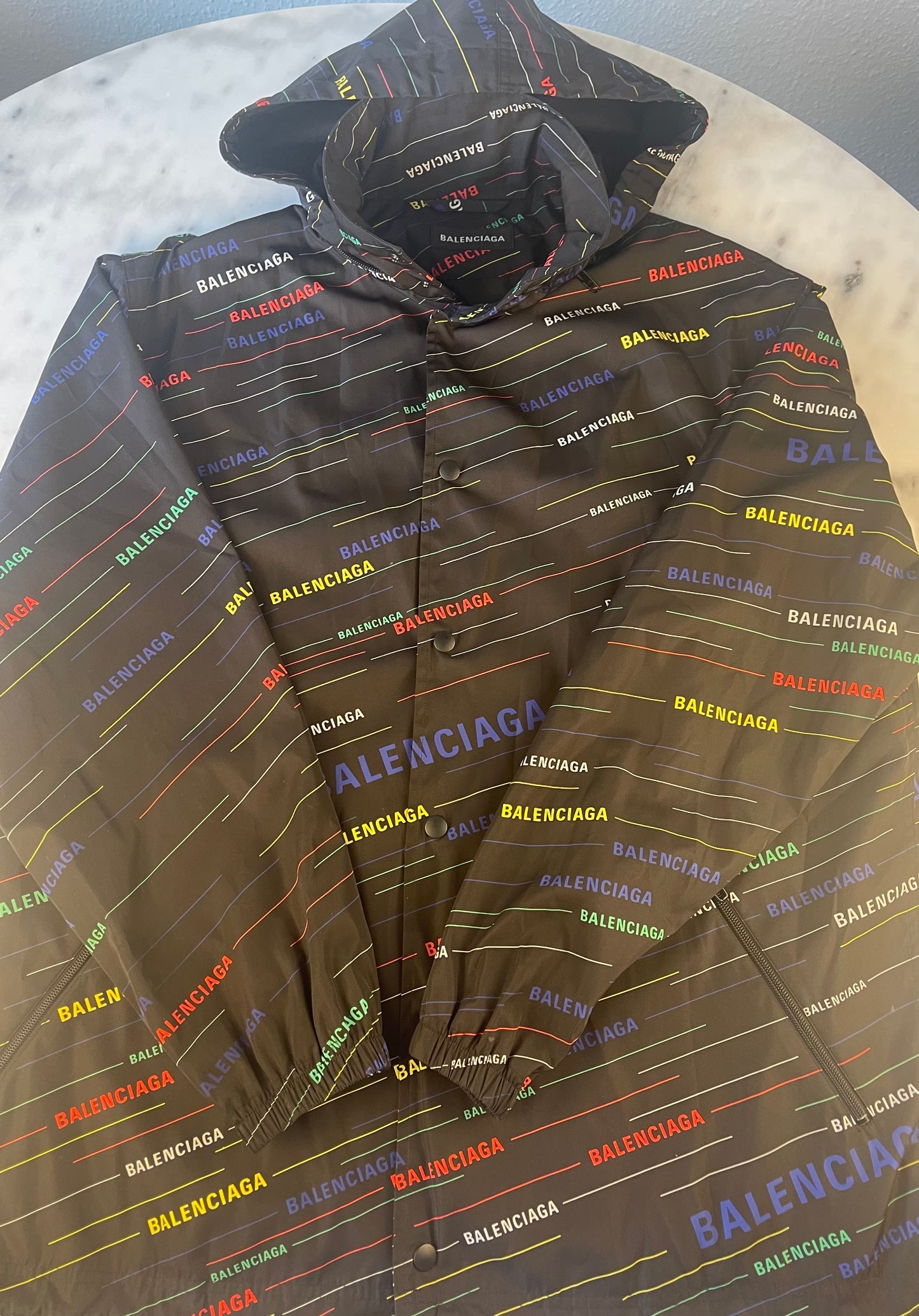 Balenciaga - Rainbow Windbreaker Jacket Black (2018)